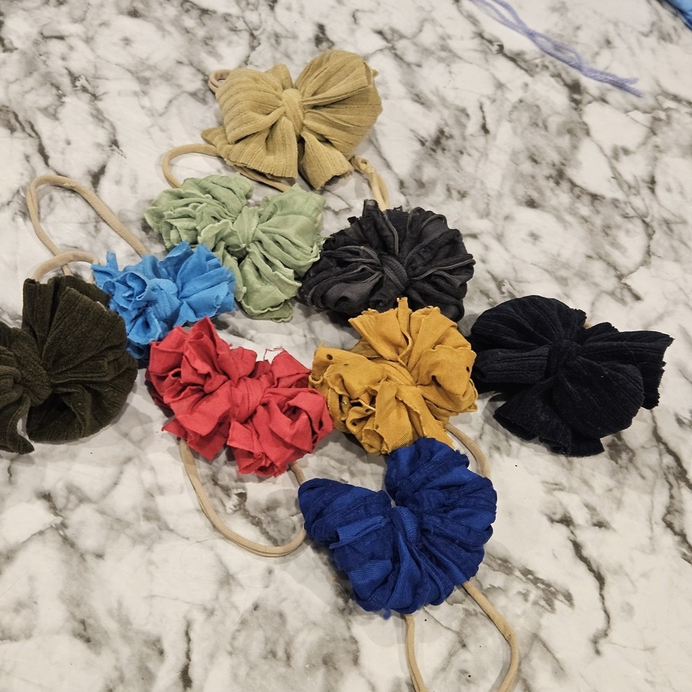 Nylon Bow Headbands Lot‎ of 12 Boutique Style Toddler Baby Girls